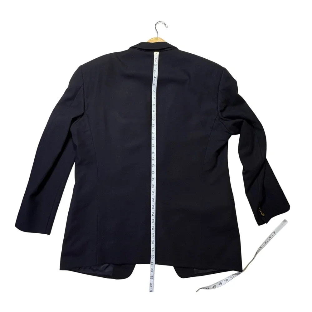 Vintage Italian Luxury Armani Collezioni Navy 100% Wool Blazer 44R Gold Buttons